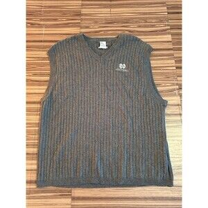 Vintage Adidas Notre Dame Vest Knit Mens Logo Pullover Gray Cotton V Neck sz XL